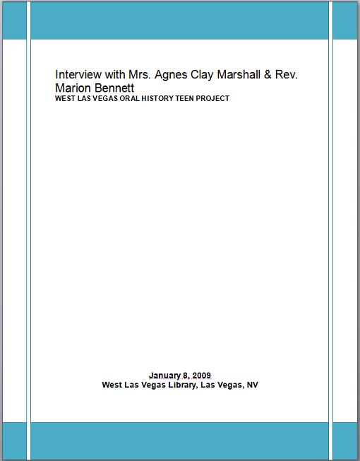 Title details for Interview with Agnes Clay Marshall and Rev. Marion Bennett by Las Vegas - Clark County Library District - Wait list